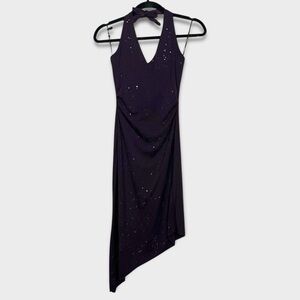 Y2K Halter Floral Beaded Dress Small Fairy Grunge Whimsigoth Dark Romantic